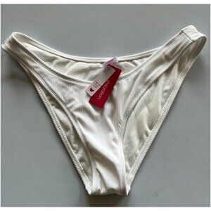 Xhilaration Juniors' Ribbed Cheeky High Leg Bikini Bottom White XL